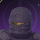 A player shows off a gold visor for the Eaglestrike armor in Halo Infinite.